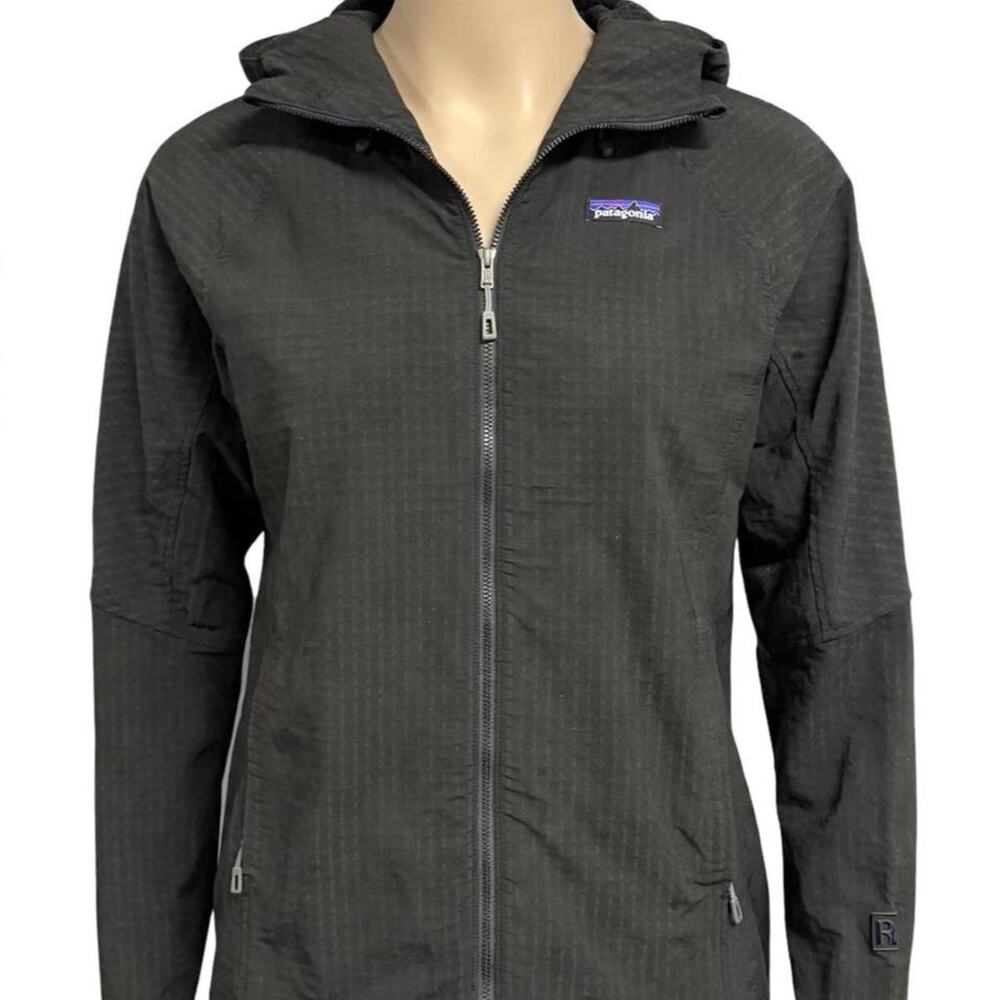 Patagonia Womens R1 TechFace Hoodie Jacket Black XL Full Zip Grid Fleece 83660